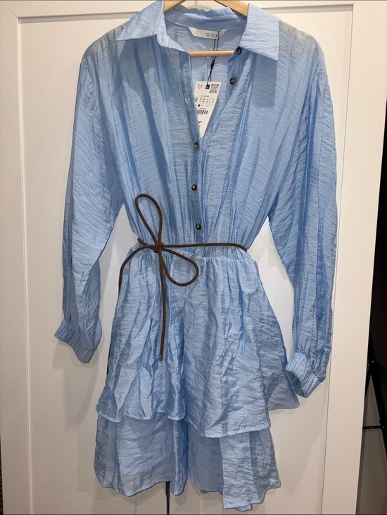 Zara Dresses & Skirts - Zara Light Blue Tiered Mini Dress